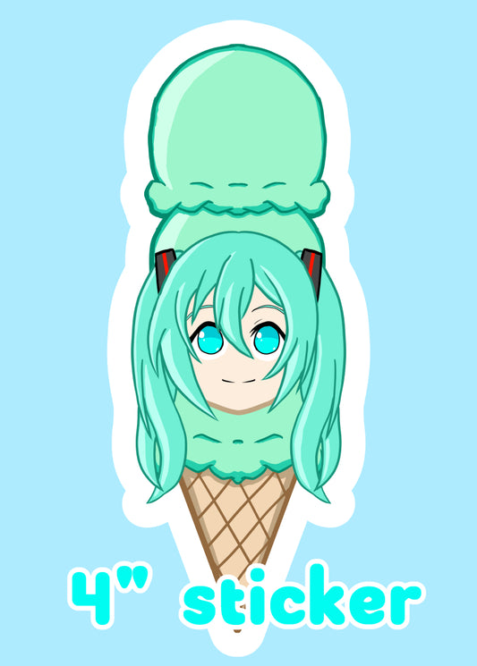 Sanbai Ice Creeeaaam(iku)! 4" Sticker