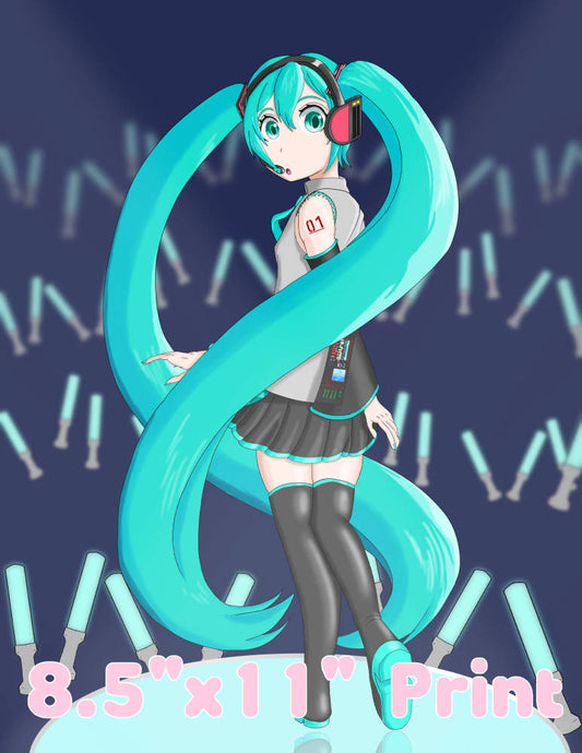 Miku - Looking Back 8.5" x 11" Print