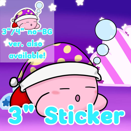 Sleep Kirby 3"/4" Sticker